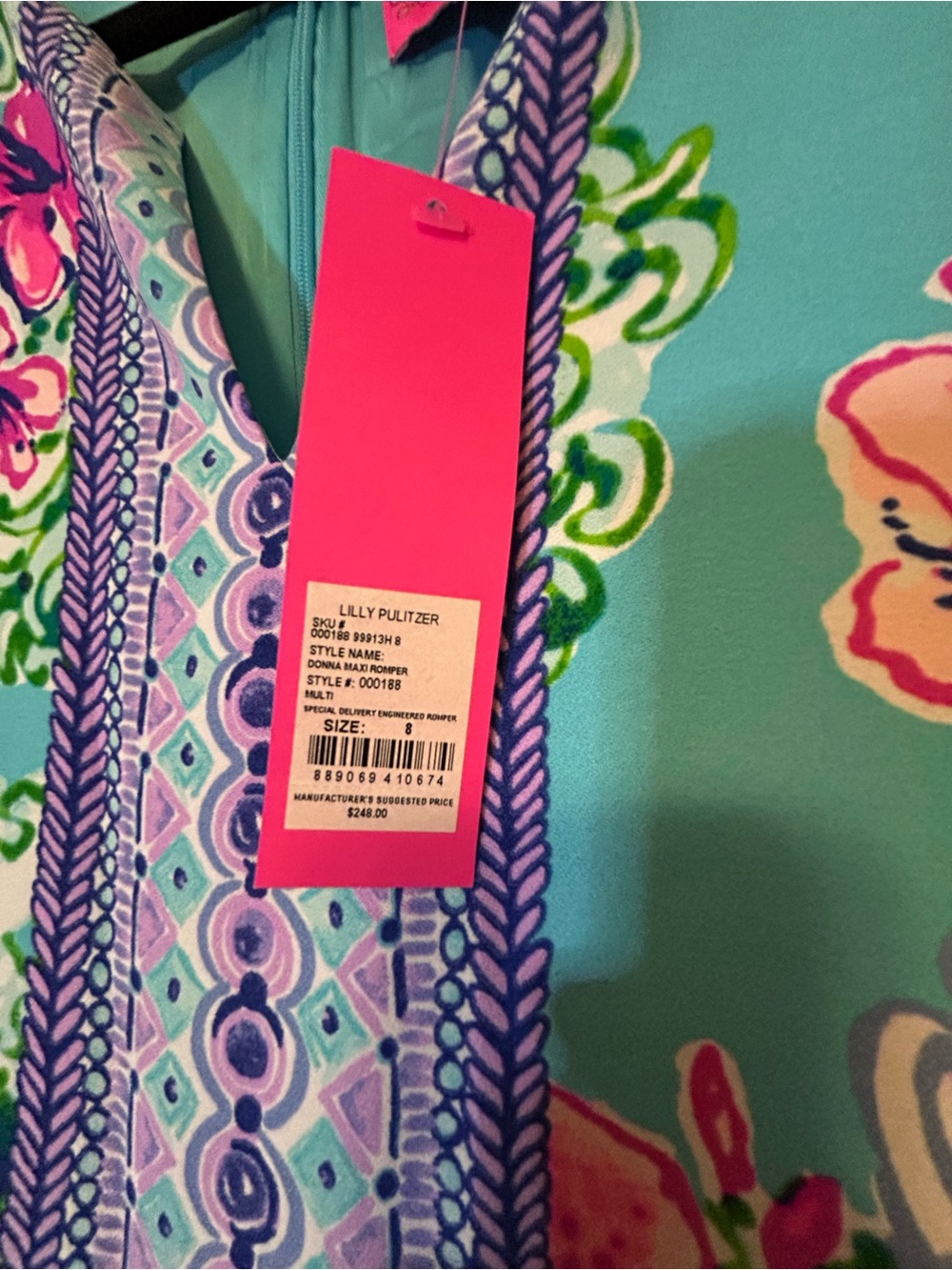 NWT Size 8 - Lilly Pulitzer Donna Maxi Romper - Special Delivery Engineered - Picture 5 of 11